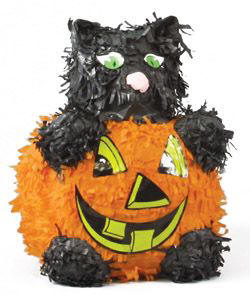 Happy Cat in Pumpkin Pinata